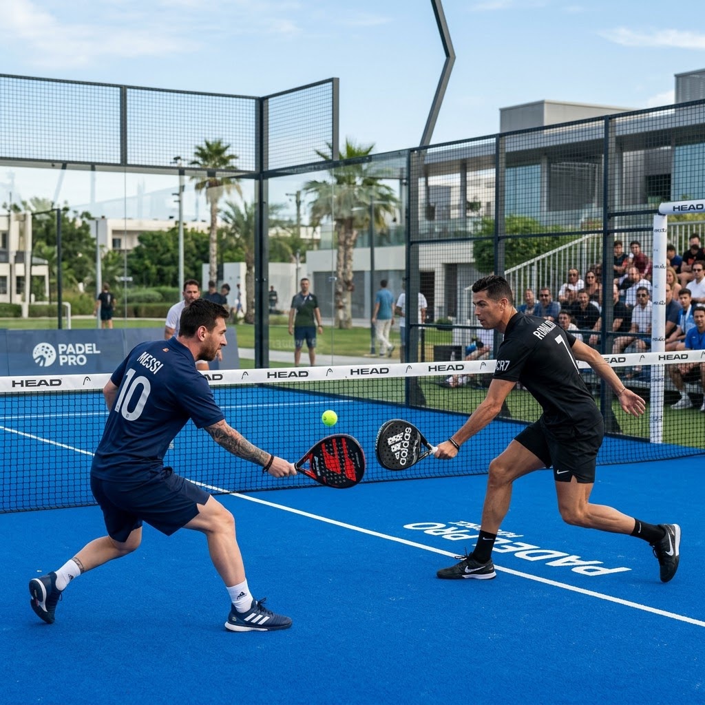 Messi jugando padel contra cristiano ronaldo